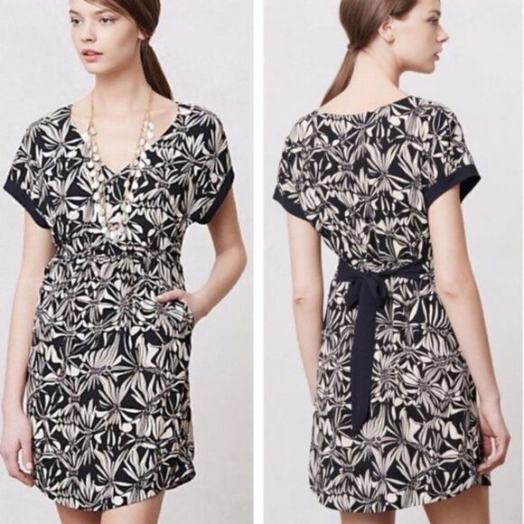 NWOT Black Cream Tie Back Dress - Picture 1 of 8